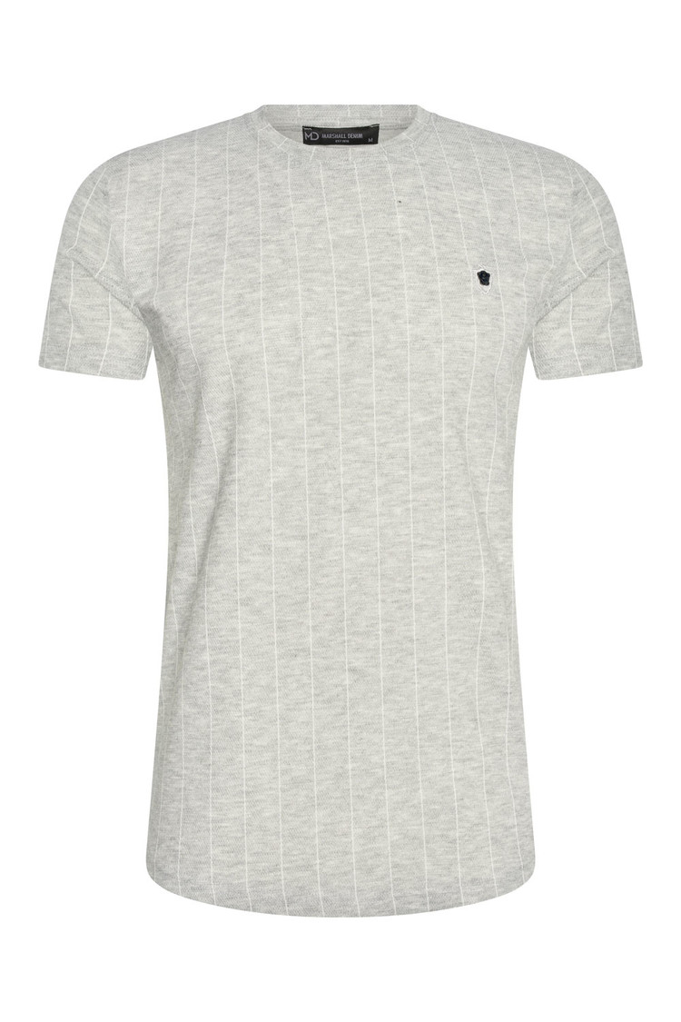 HEREN T-SHIRT LICHT GRIJS MET STREEPJES