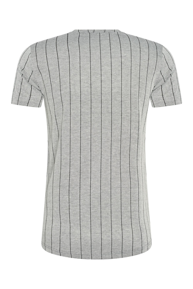 HEREN T-SHIRT GRIJS MET STREEPJES