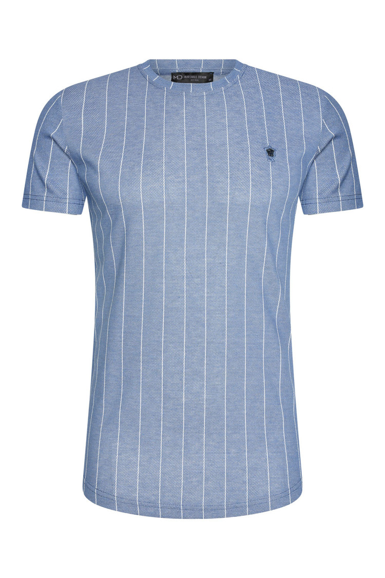 HEREN T-SHIRT BLAUW MET STREEPJES