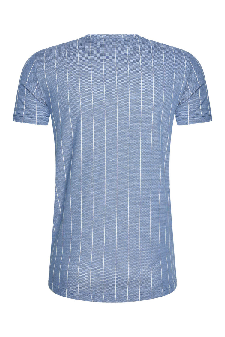 HEREN T-SHIRT BLAUW MET STREEPJES
