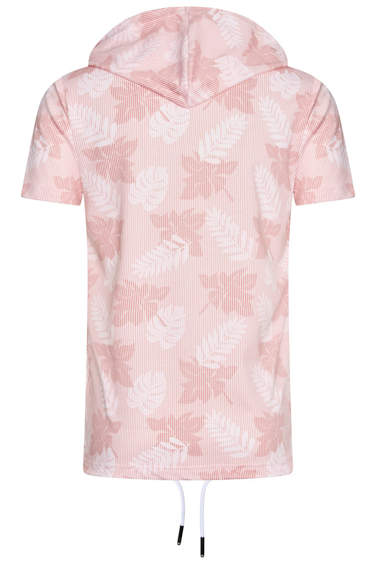 HEREN T-SHIRT ROZE MET CAPUCHON