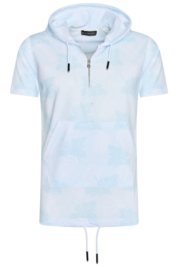 HEREN T-SHIRT BLAUW MET CAPUCHON