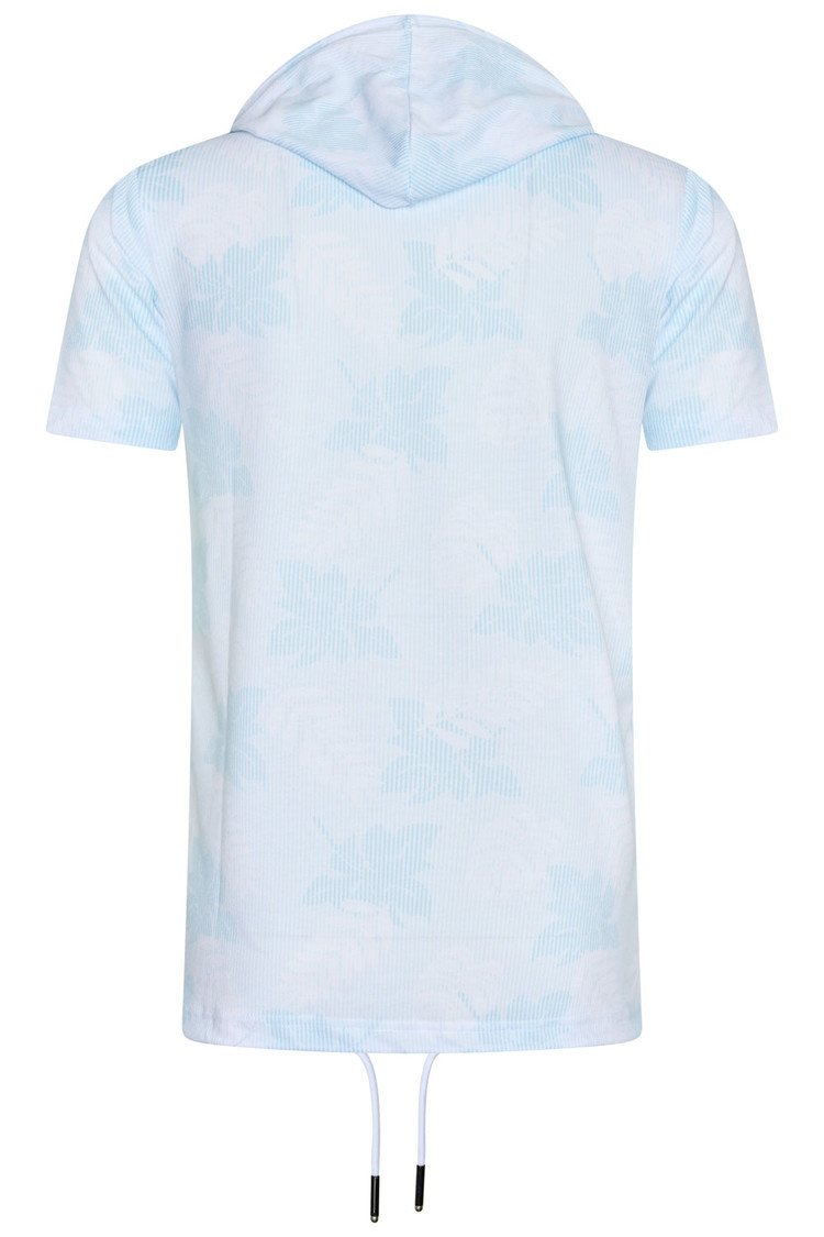 HEREN T-SHIRT BLAUW MET CAPUCHON