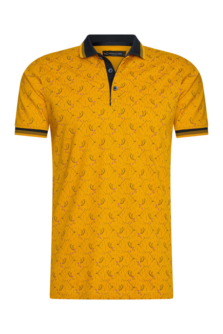 HEREN POLO GEEL MET PRINT 3010
