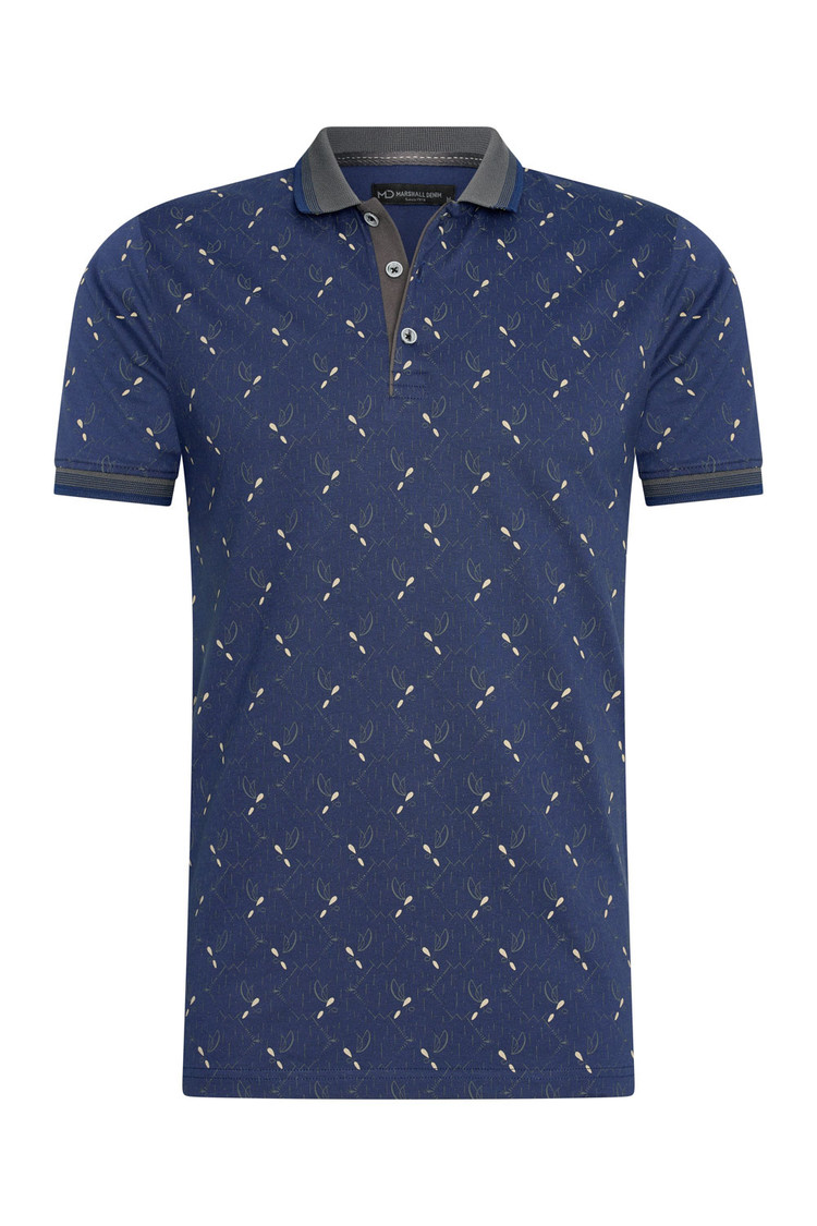 HEREN POLO DONKERBLAUW MET PRINT 3010