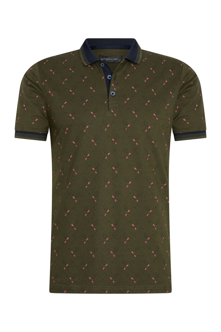 HEREN POLO DONKERGROEN MET PRINT 3010