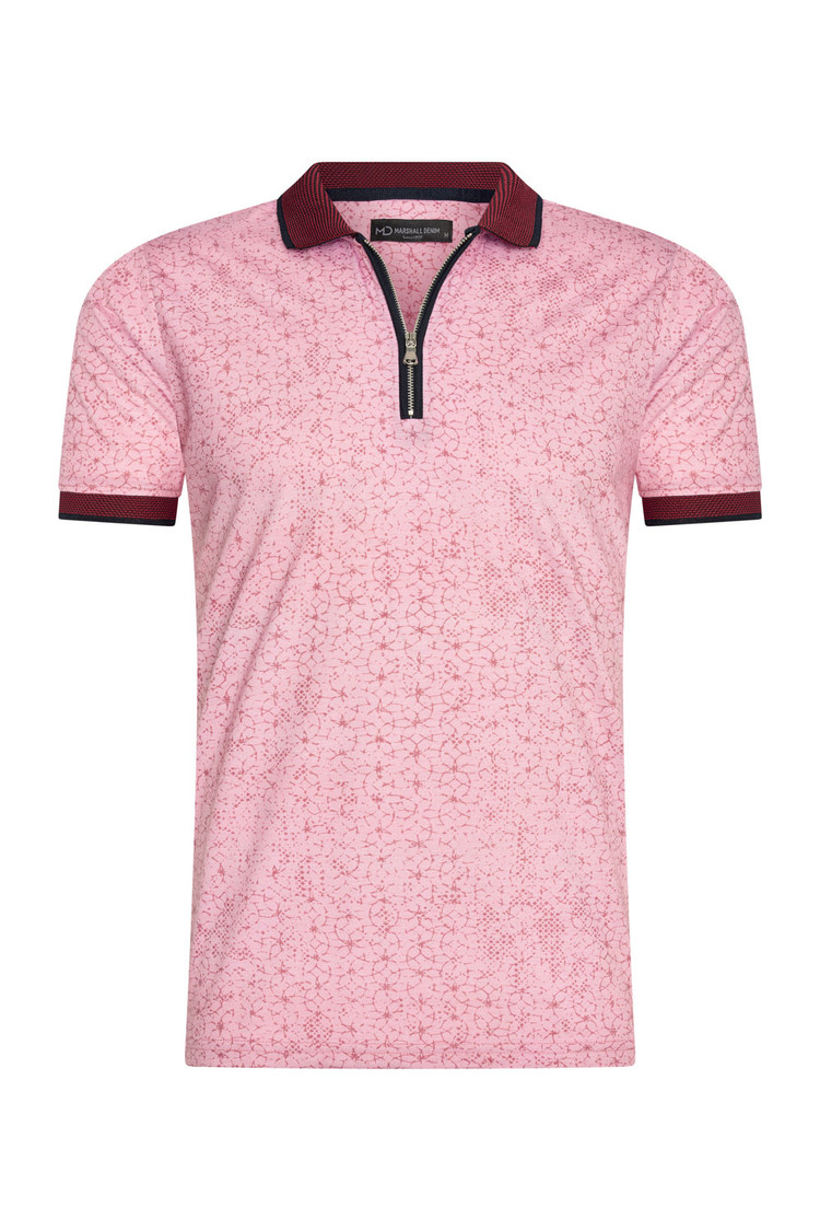 HEREN POLO ROZE MET PRINT 3009