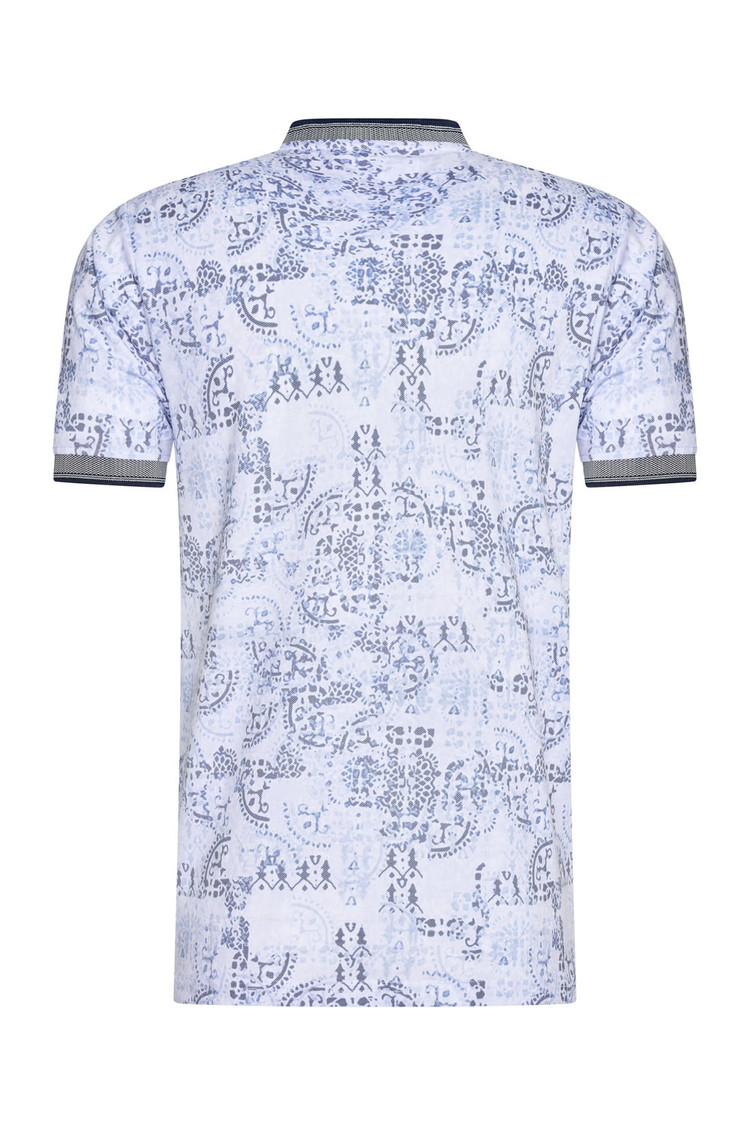 HEREN POLO  BLAUW MET PRINT 3007