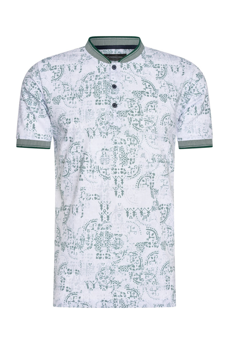 HEREN POLO  GROEN MET PRINT 3007