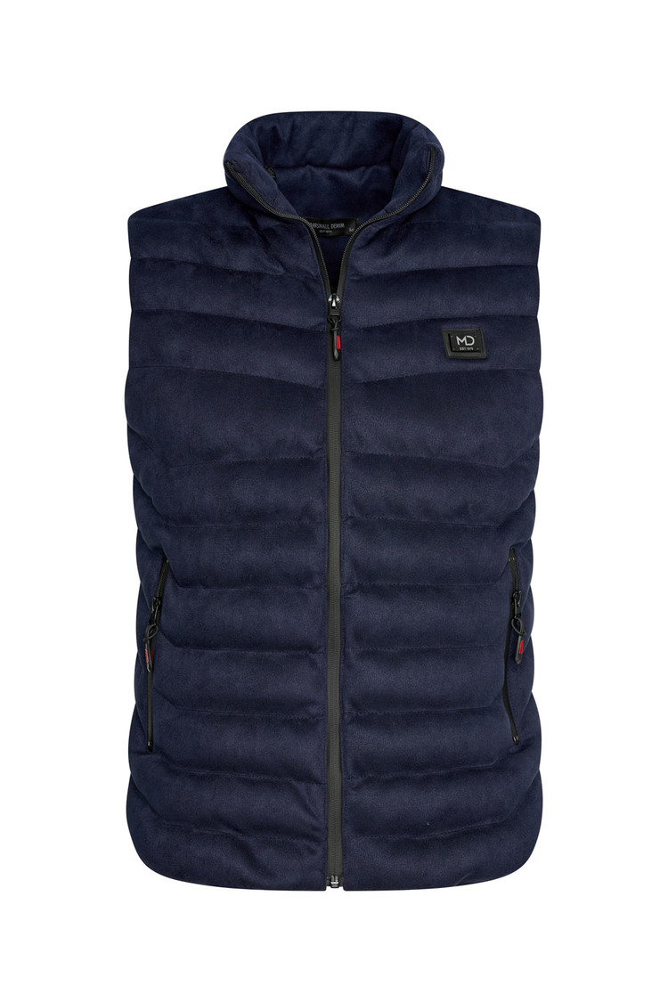 SUEDE BODYWARMER DONKERBLAUW
