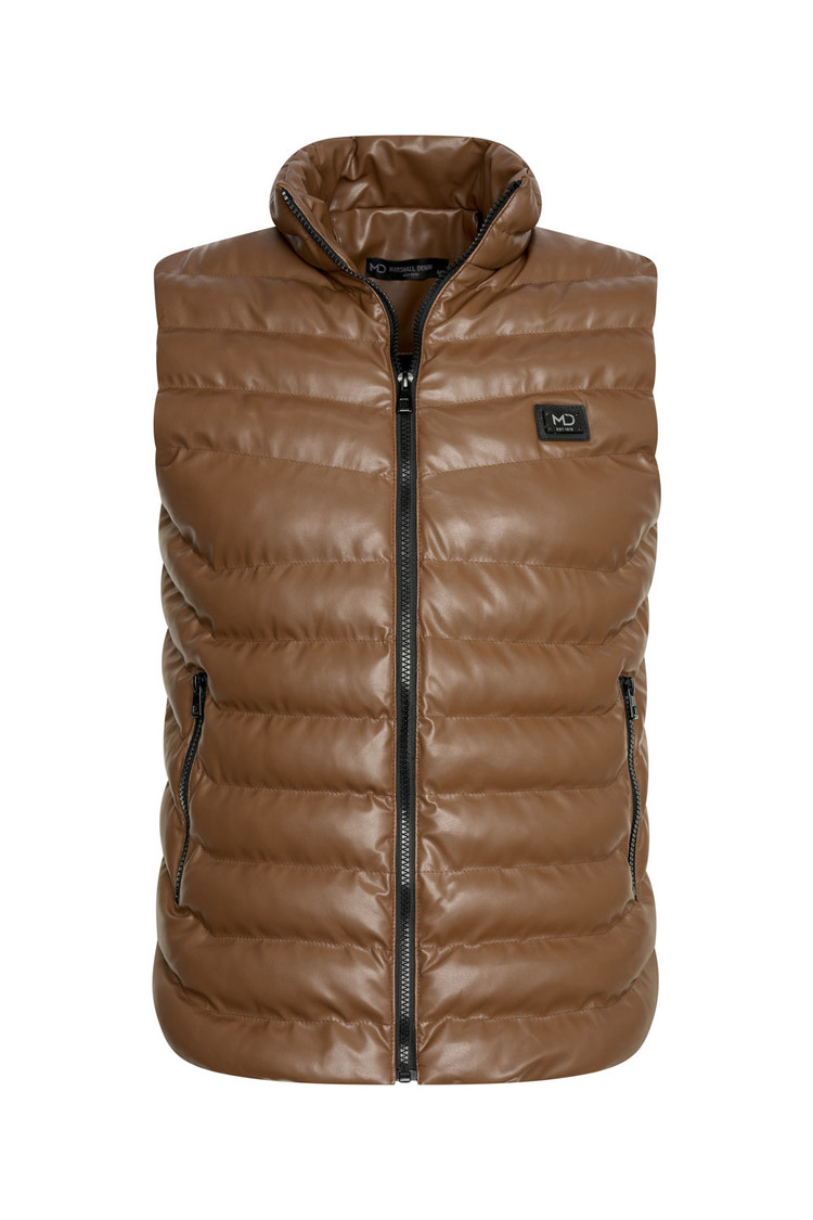 BODYWARMER IMITATIELEER BRUIN