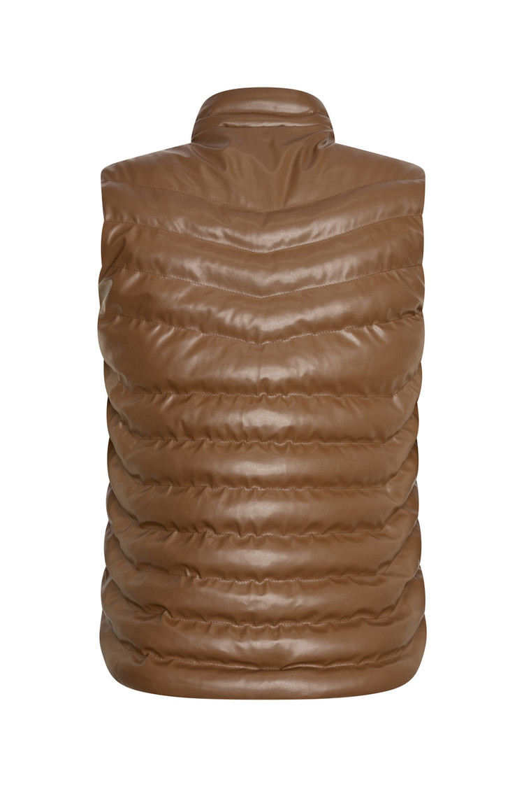 BODYWARMER IMITATIELEER BRUIN