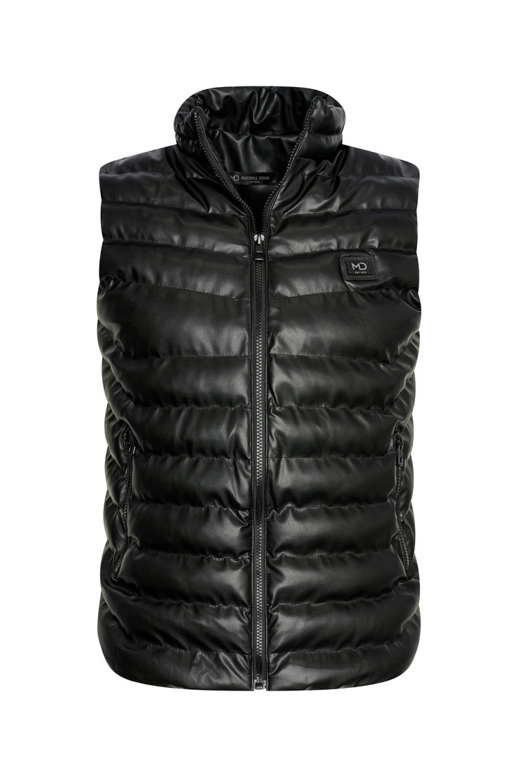 BODYWARMER IMITATIELEER ZWART