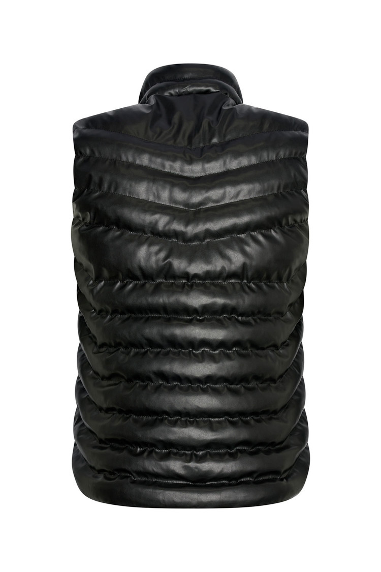 BODYWARMER IMITATIELEER ZWART