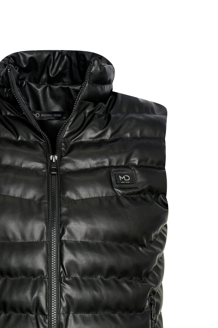 BODYWARMER IMITATIELEER ZWART