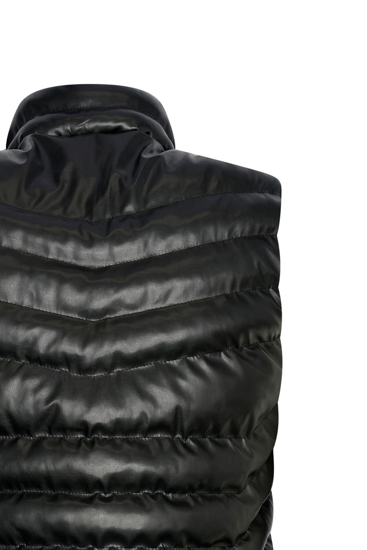BODYWARMER IMITATIELEER ZWART