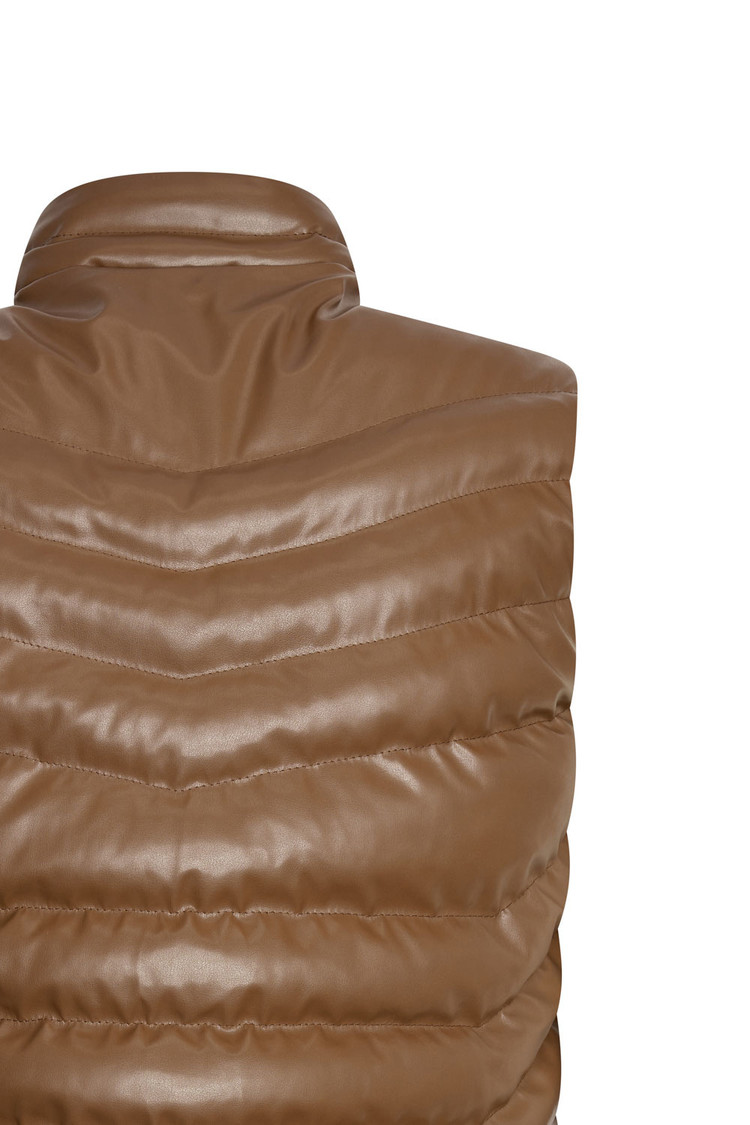 BODYWARMER IMITATIELEER BRUIN