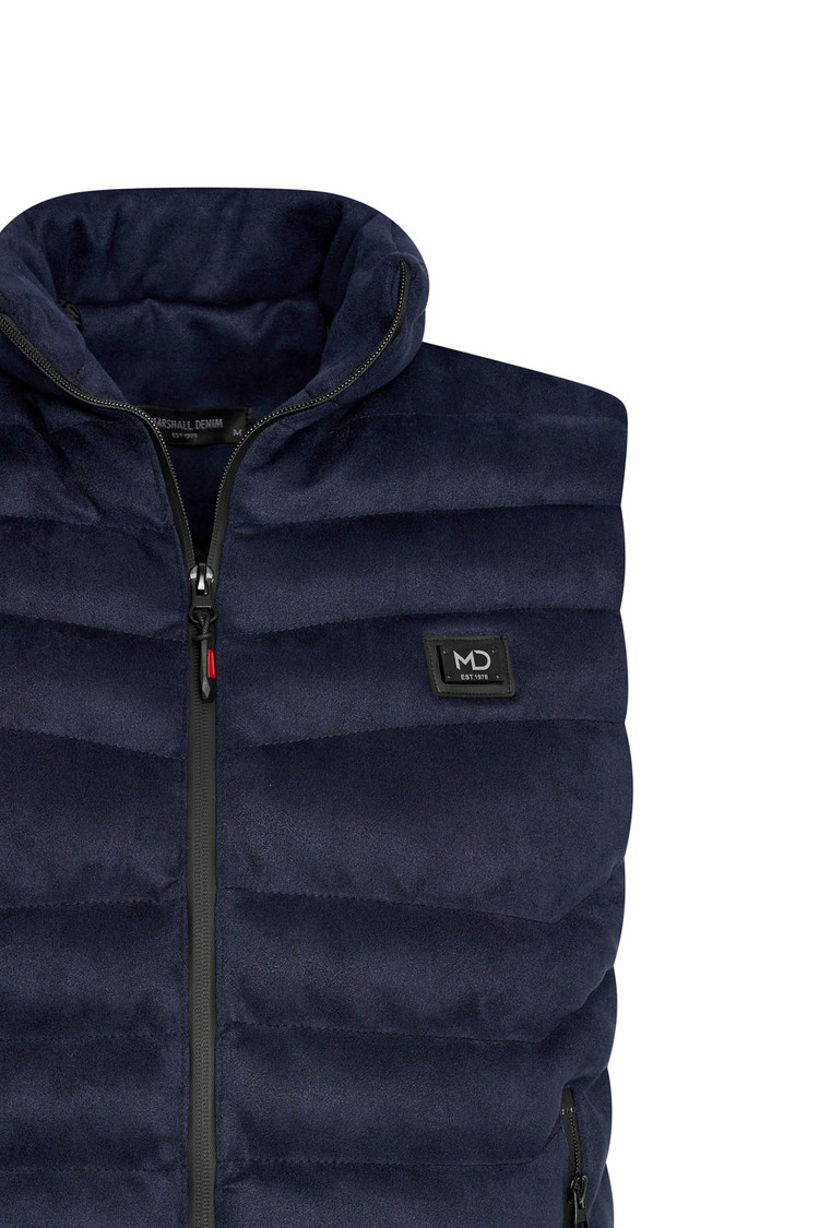 SUEDE BODYWARMER DONKERBLAUW