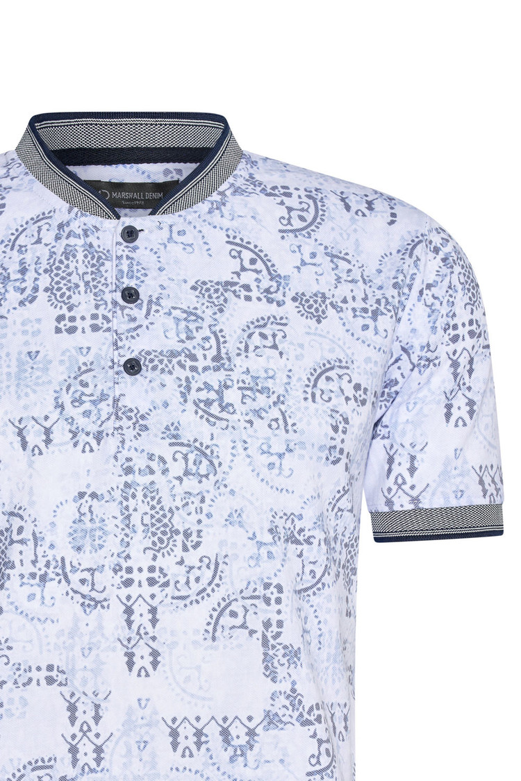 HEREN POLO  BLAUW MET PRINT 3007