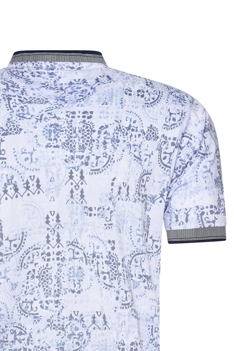 HEREN POLO  BLAUW MET PRINT 3007