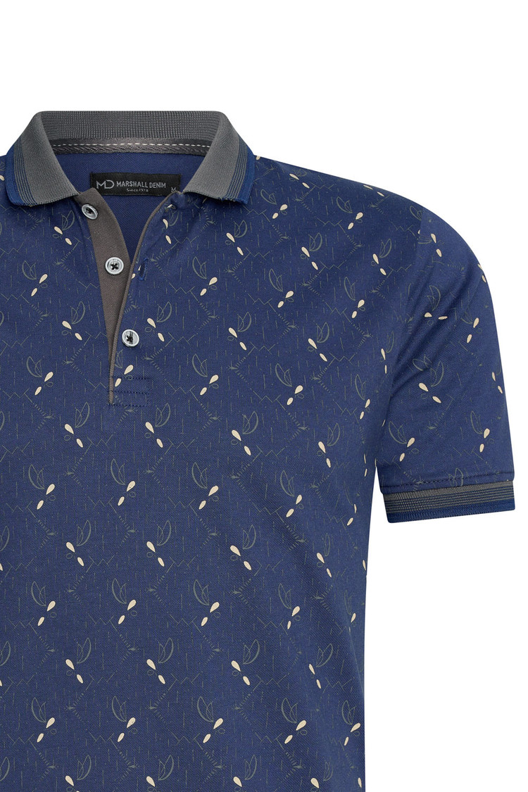 HEREN POLO DONKERBLAUW MET PRINT 3010