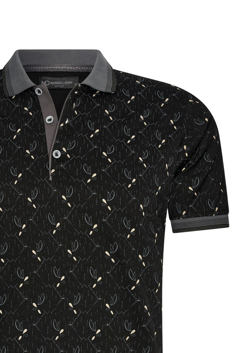 HEREN POLO ZWART MET PRINT 3010