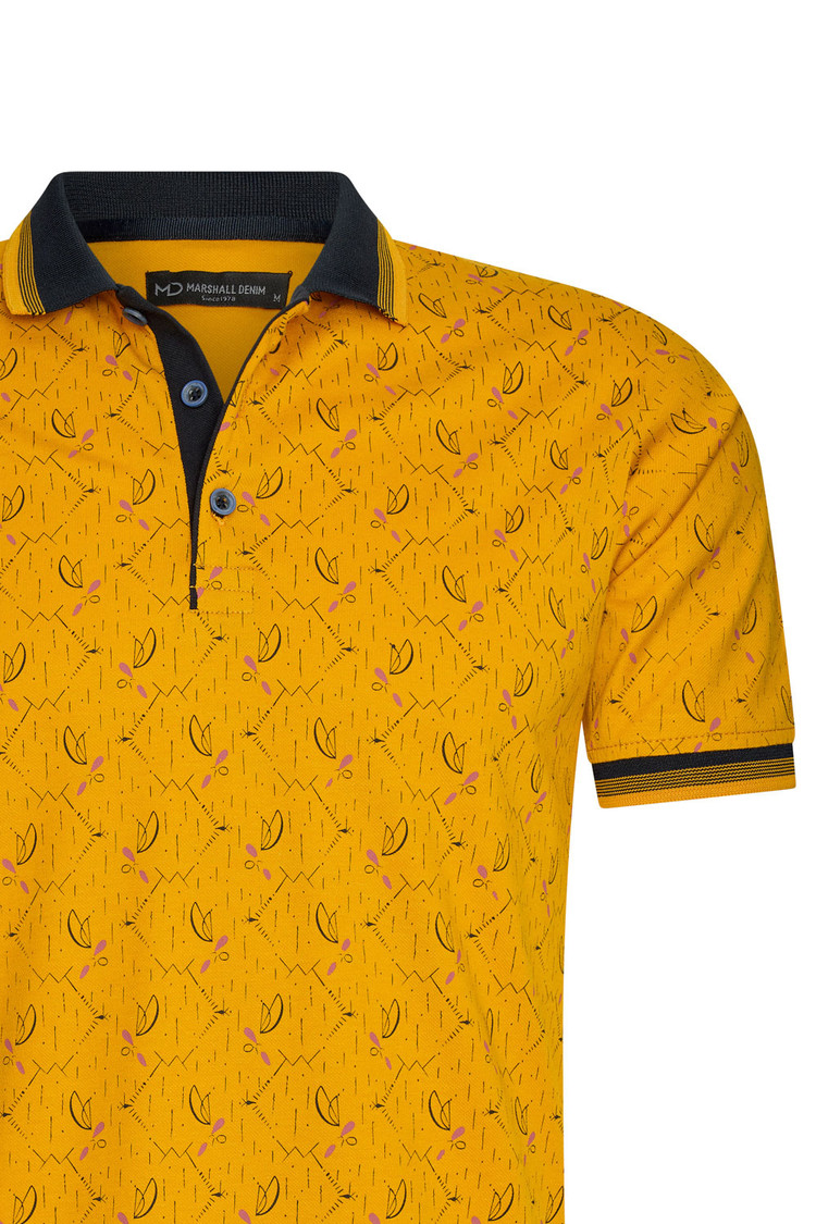 HEREN POLO GEEL MET PRINT 3010