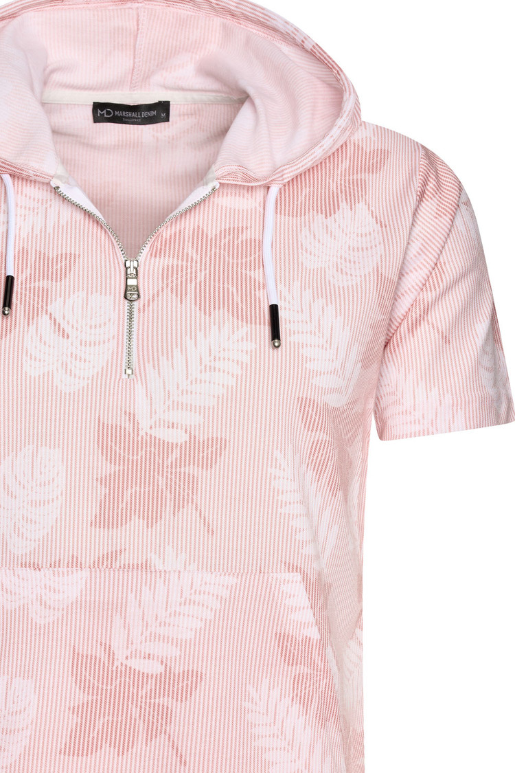 HEREN T-SHIRT ROZE MET CAPUCHON