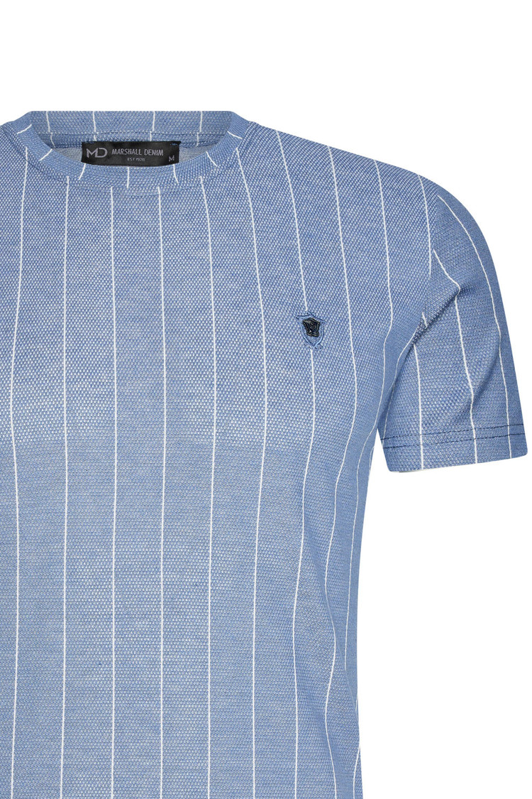 HEREN T-SHIRT BLAUW MET STREEPJES