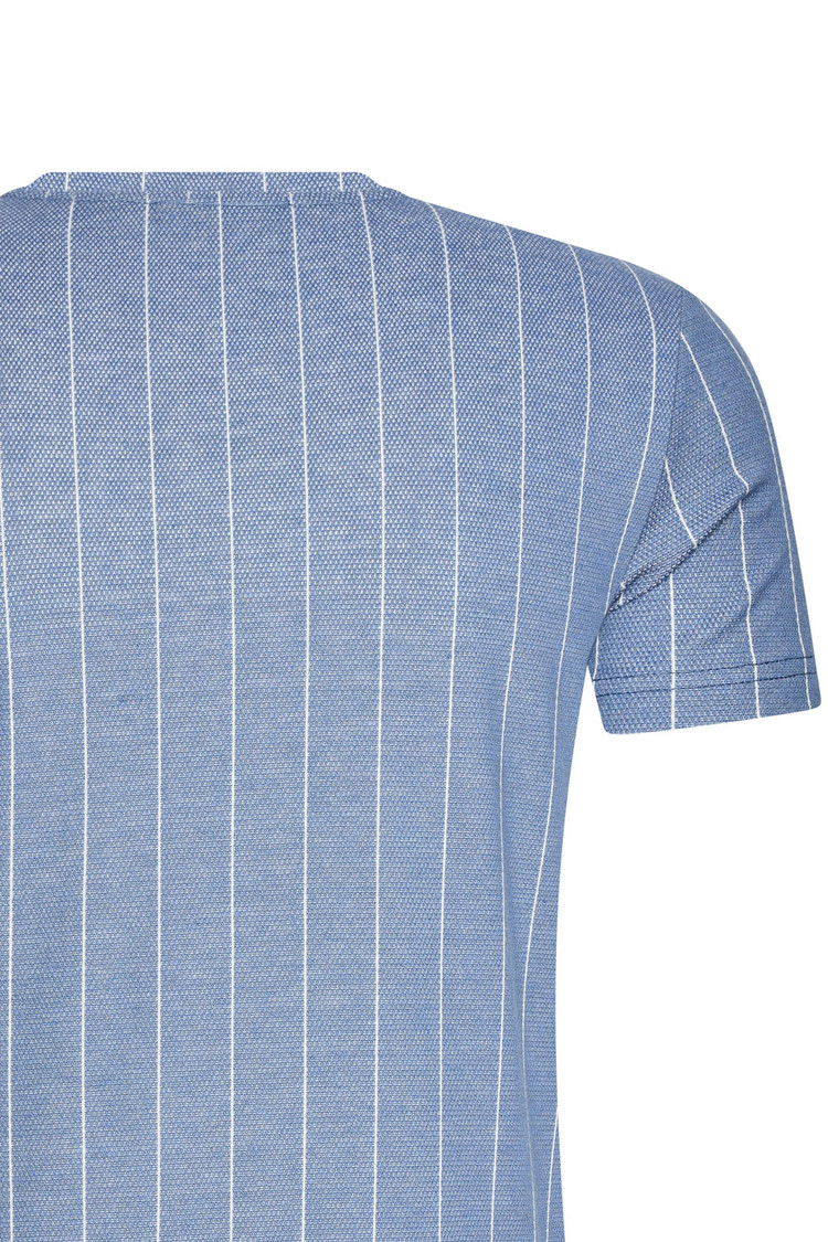HEREN T-SHIRT BLAUW MET STREEPJES