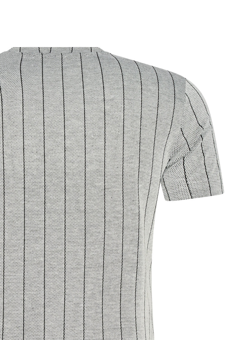 HEREN T-SHIRT GRIJS MET STREEPJES