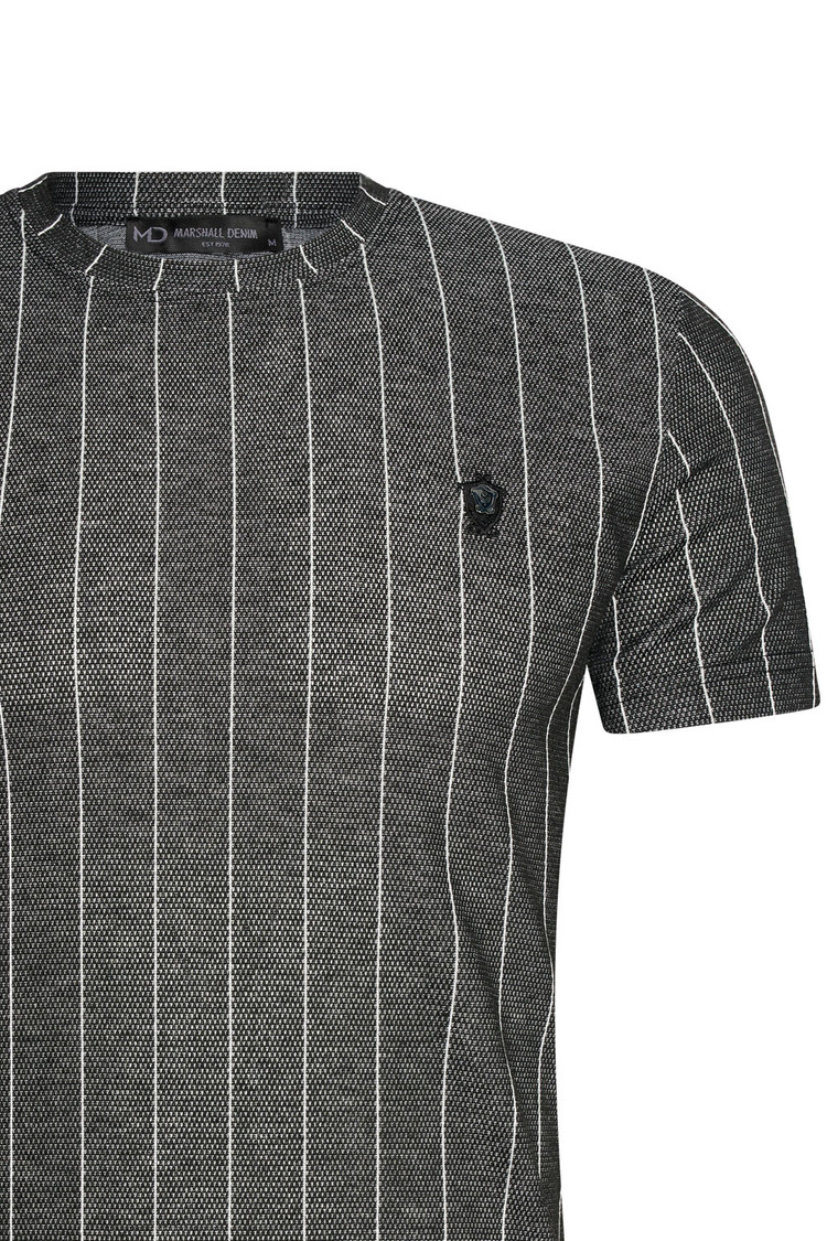 HEREN T-SHIRT DONKERGRIJS MET STREEPJES