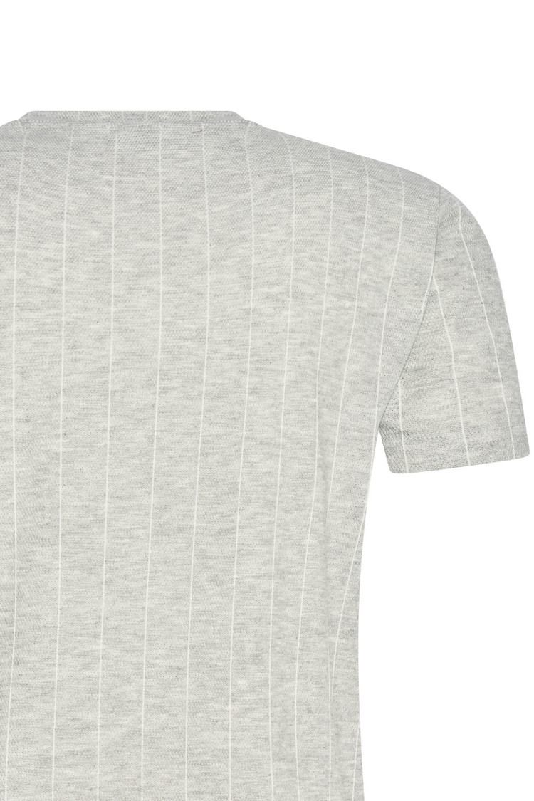 HEREN T-SHIRT LICHT GRIJS MET STREEPJES