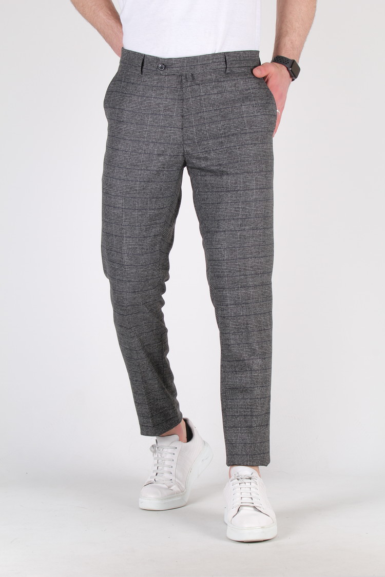 Heren Pantalon Geruit Grijs 9229-01