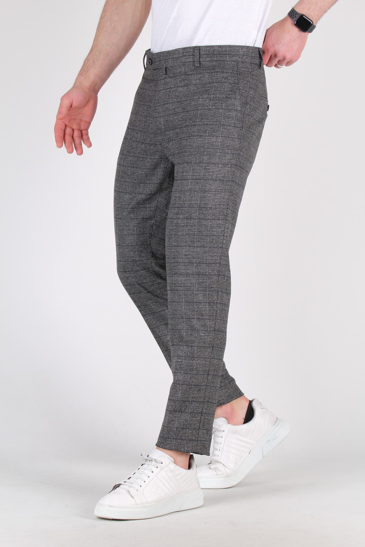 Heren Pantalon Geruit Grijs 9229-01