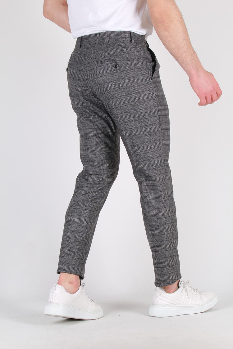 Heren Pantalon Geruit Grijs 9229-01