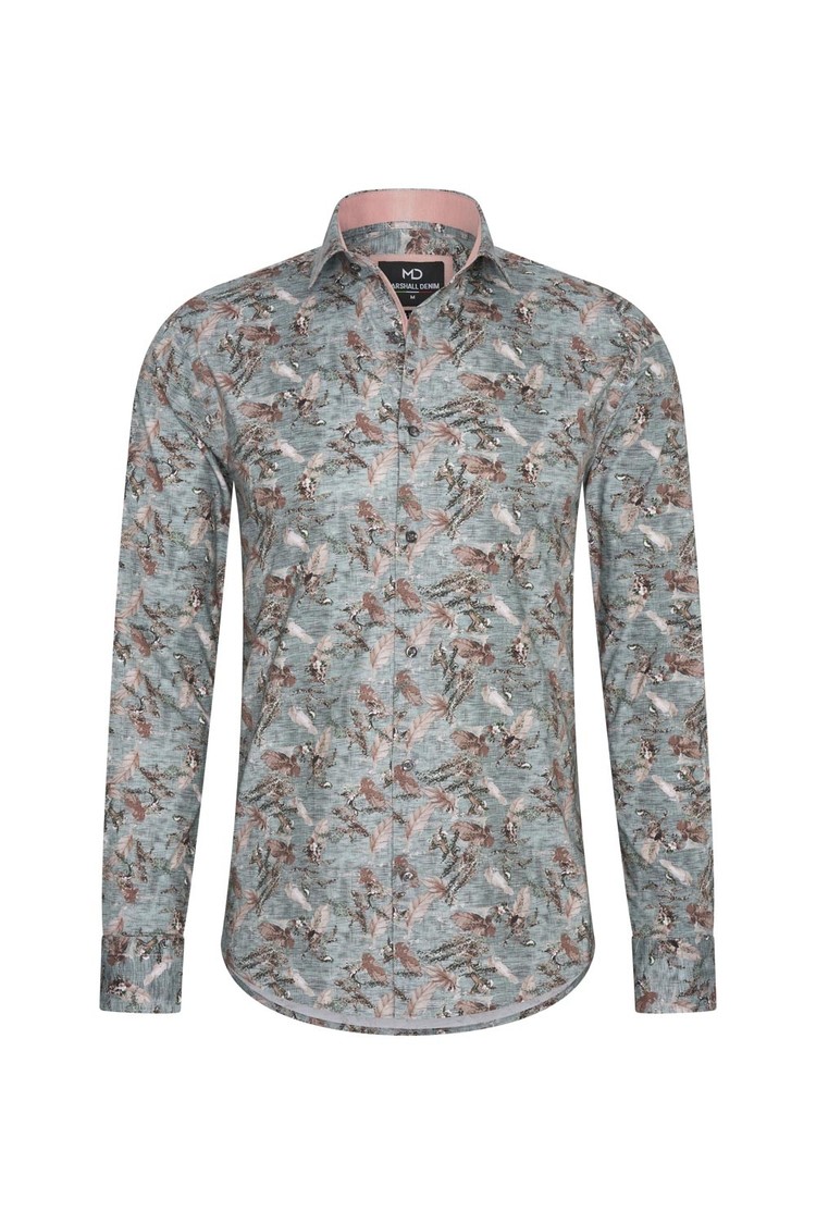 Overhemd Groen met bladeren print 1971