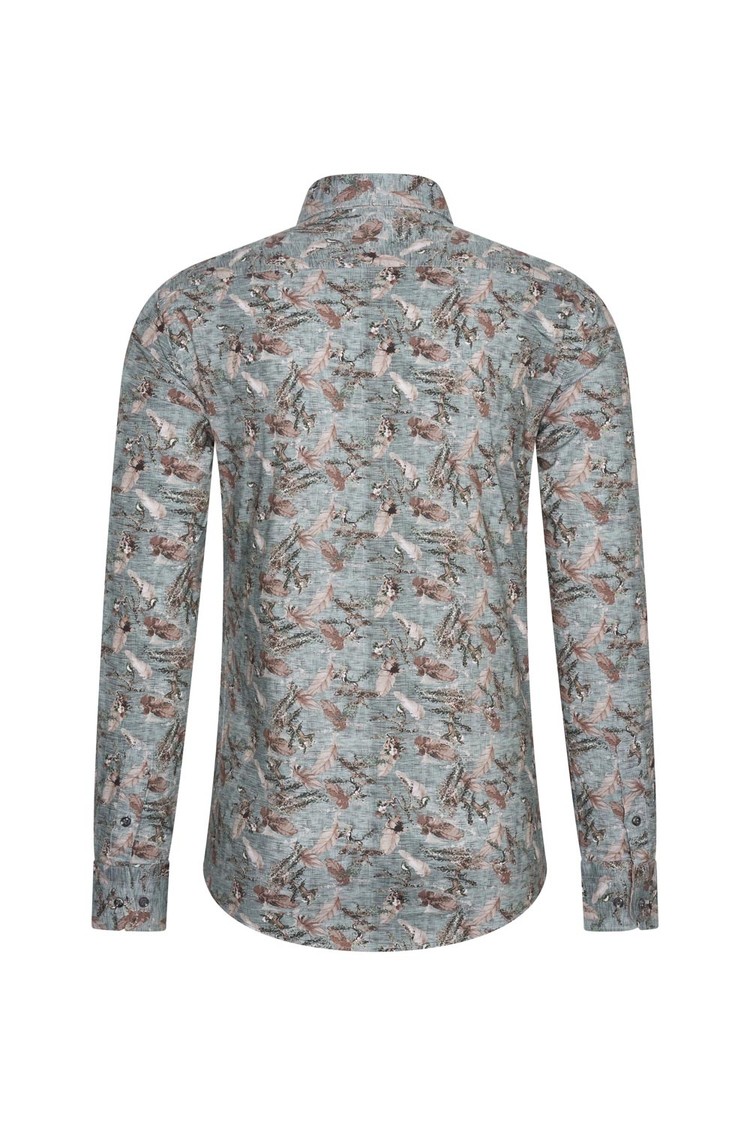 Overhemd Groen met bladeren print 1971