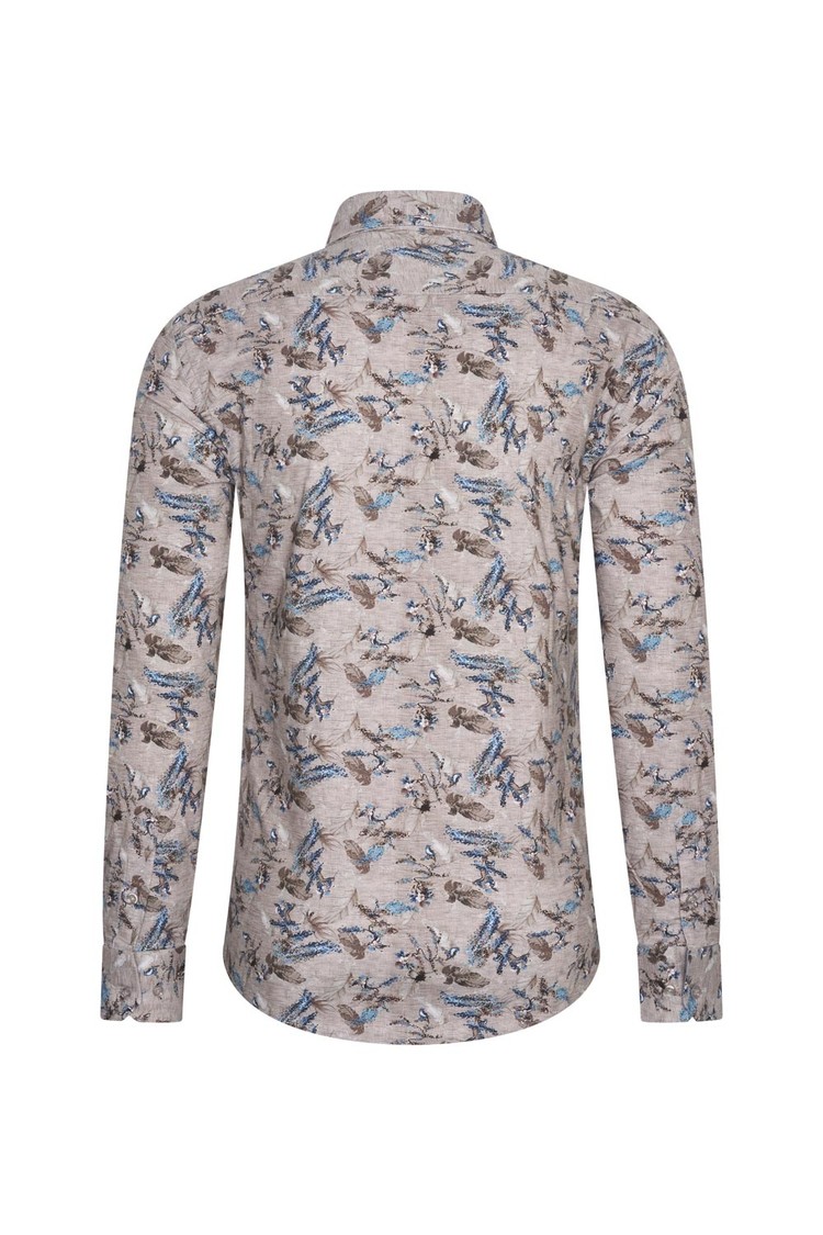 Overhemd beige met bladeren print 1974