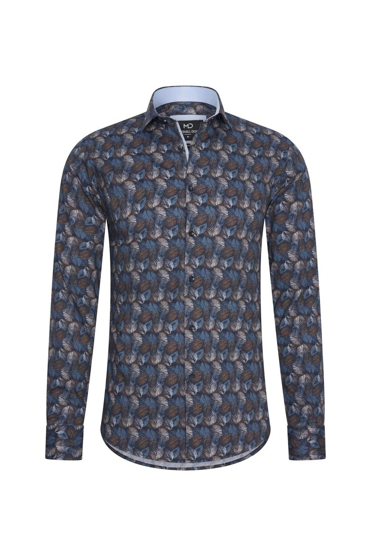 Overhemd blauw bladeren print 1979