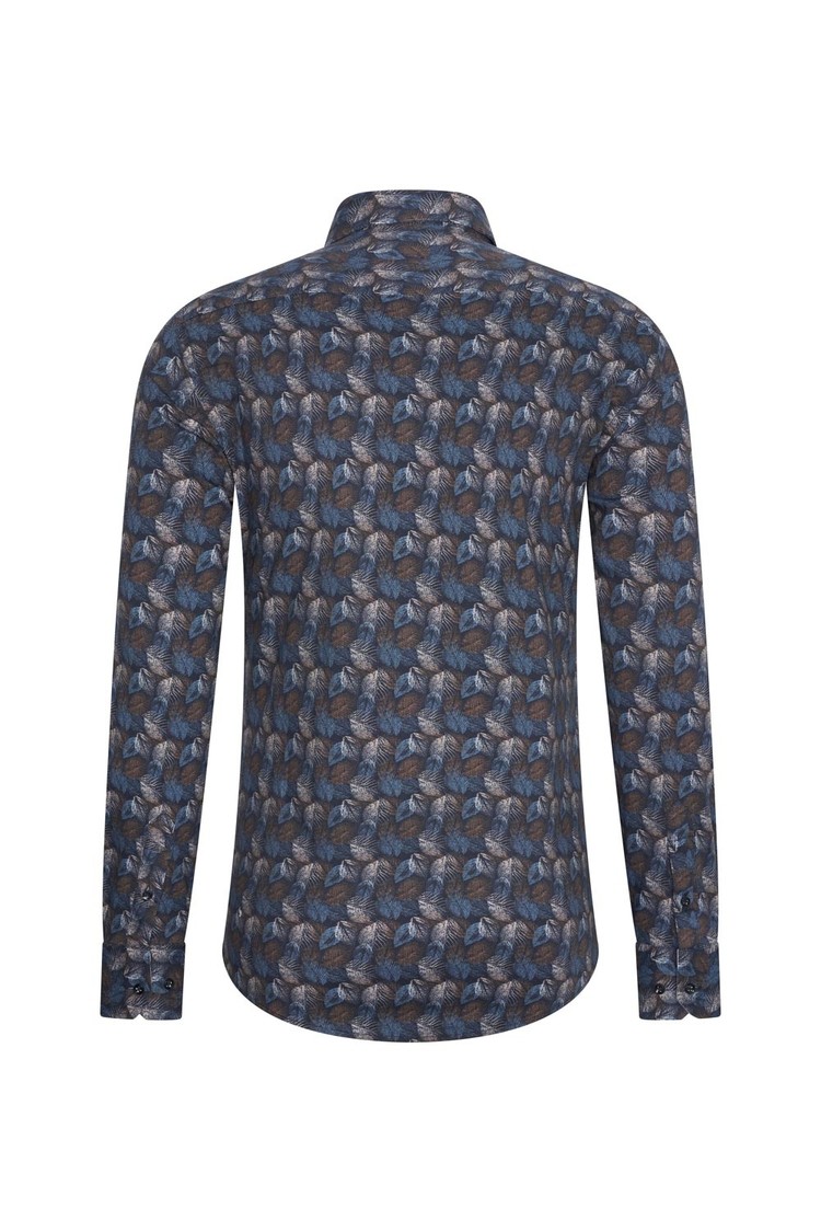 Overhemd blauw bladeren print 1979
