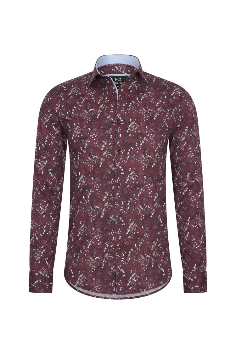 Overhemd bordeaux rood bloemenprint 1981