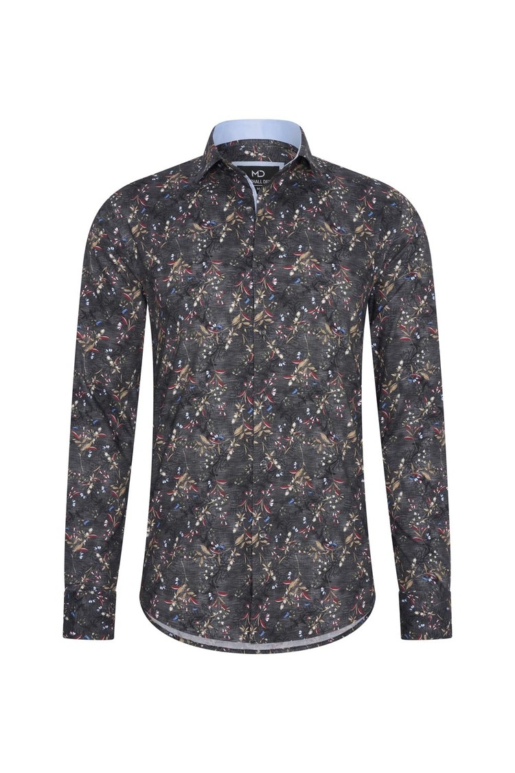 Overhemd grijs bloemenprint 1982
