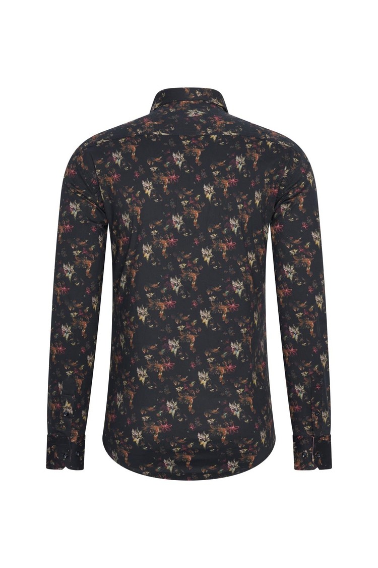 Overhemd zwart bloemenprint 1983