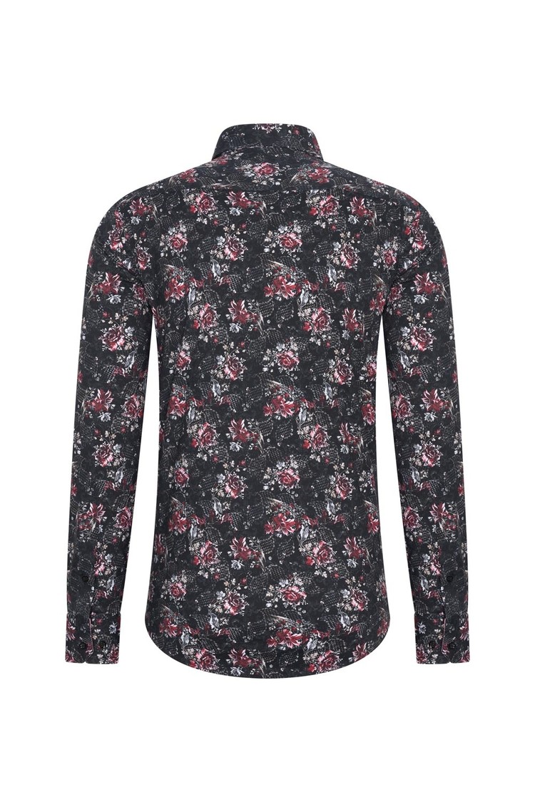 Overhemd zwart bloemenprint 1993