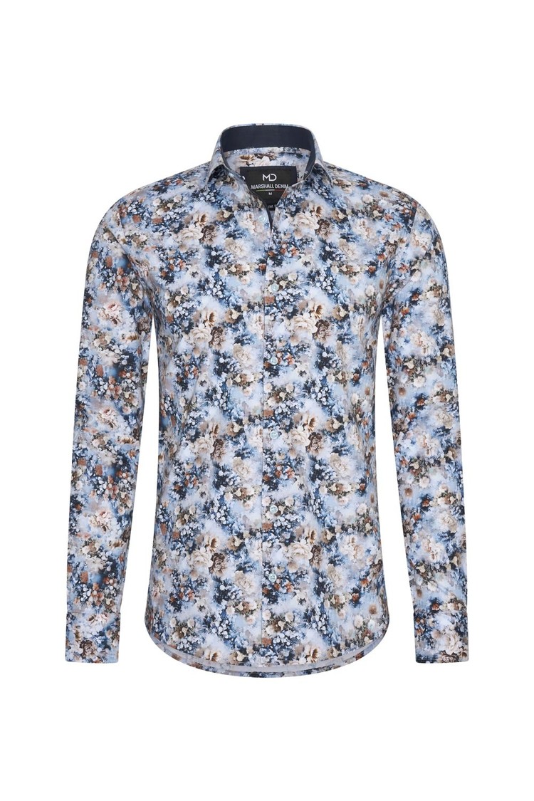 Overhemd blauw bloemenprint 1997