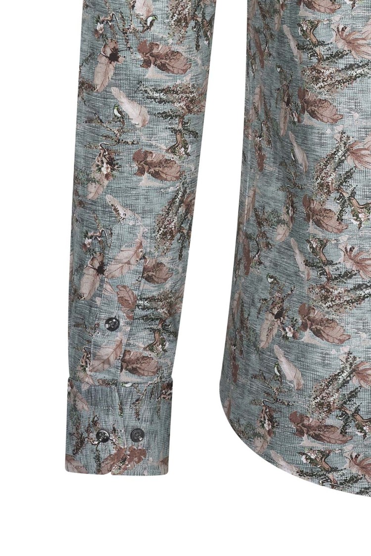 Overhemd Groen met bladeren print 1971