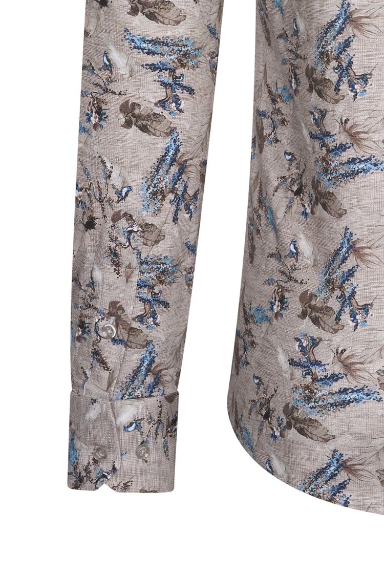 Overhemd beige met bladeren print 1974