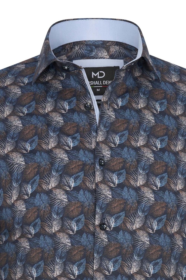 Overhemd blauw bladeren print 1979