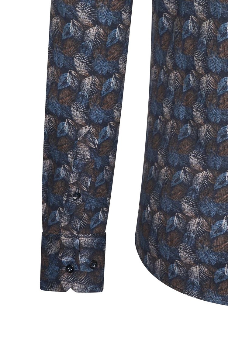 Overhemd blauw bladeren print 1979
